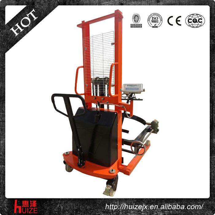 半電動稱重油桶車（夾鐵桶，手搖翻轉(zhuǎn)倒料）